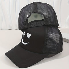Smiling Face Hip Hop Couple Trucker Hats Baseball Cap Mesh Sunscreen Dad Hat