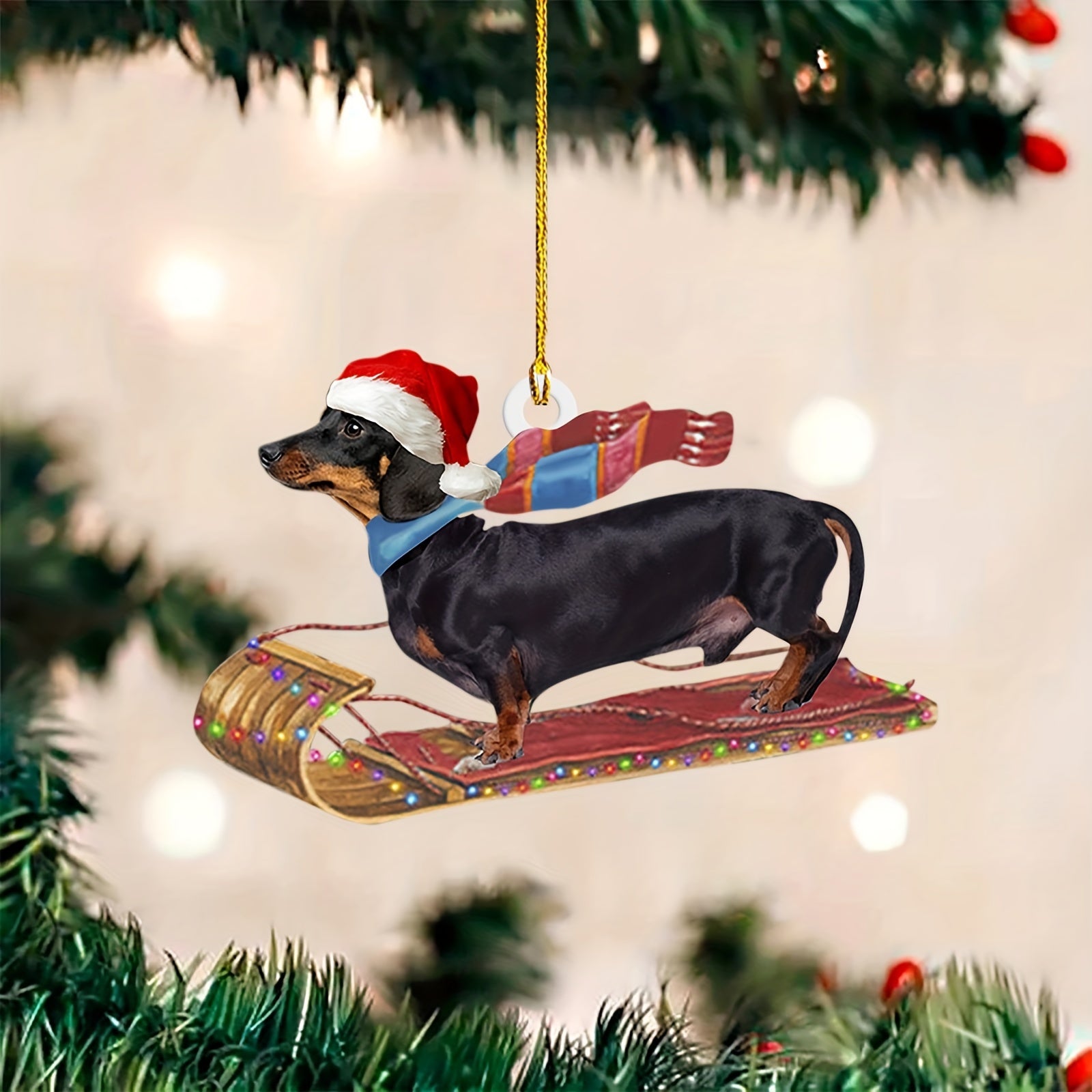 Festive Christmas Dachshunds Car Backpack Hanging Decorations