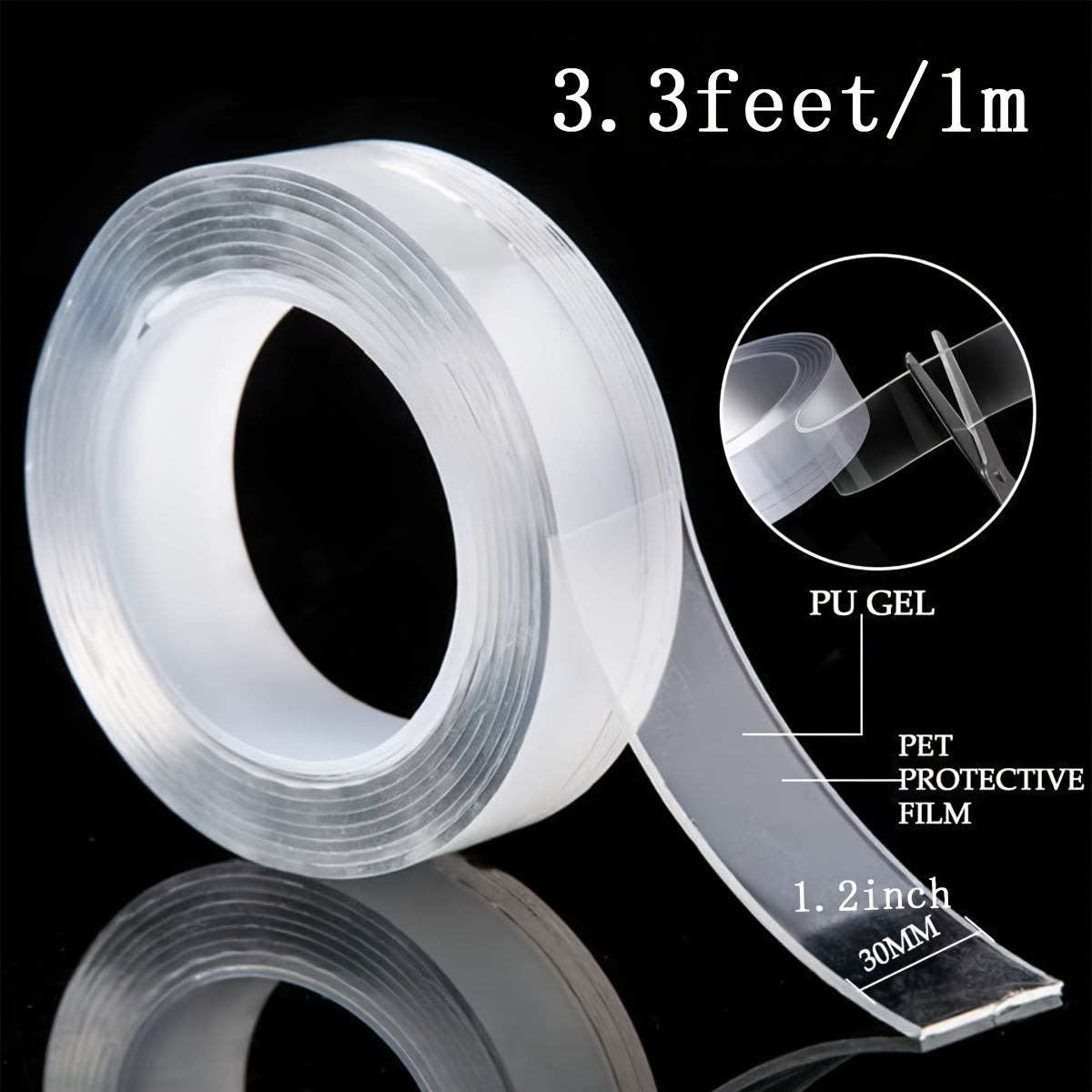 3pcs Double Sided Tape Heavy Duty 9.8ft Multipurpose Reusable Adhesive Tape