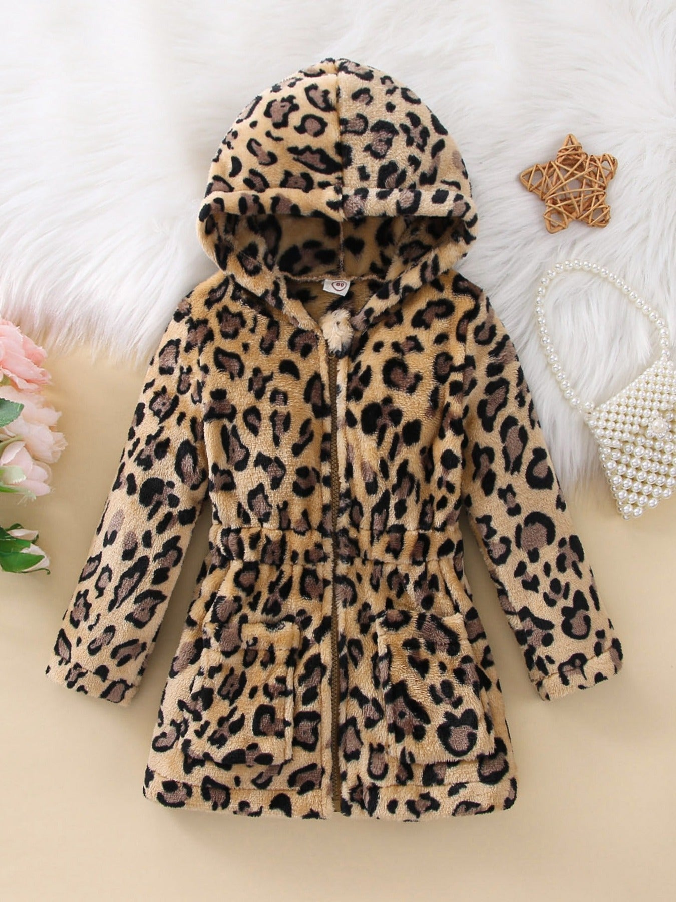 Vintage Leopard Hooded Long Sleeve Coat