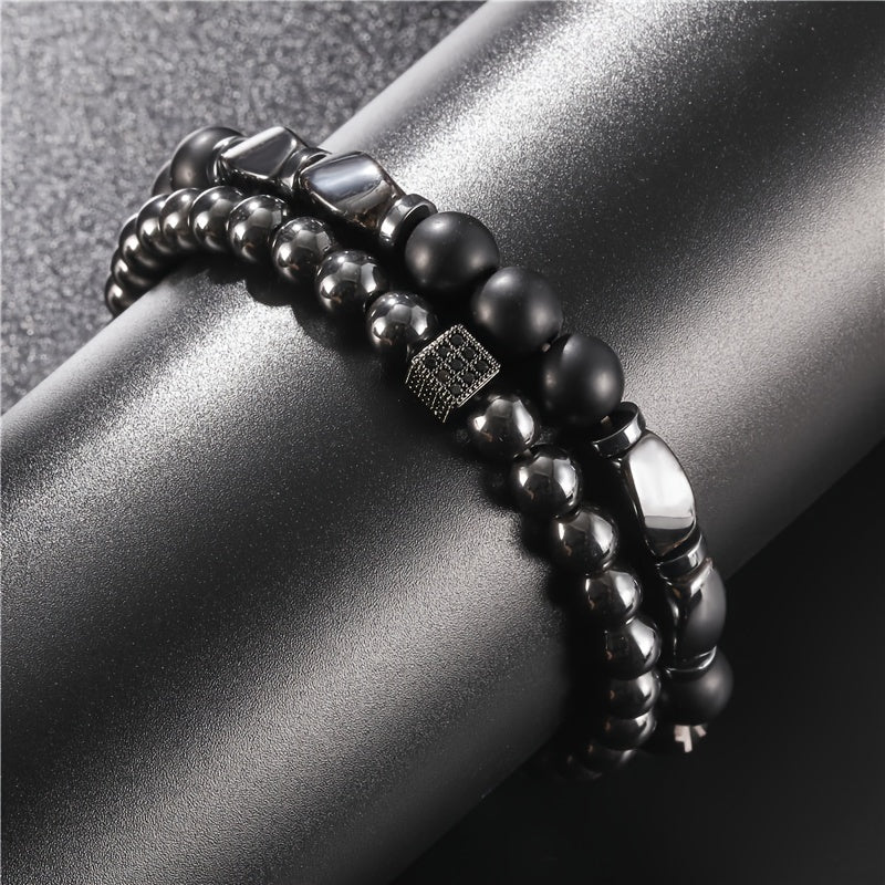 2pcs Natural Stone Bracelet Set for Men