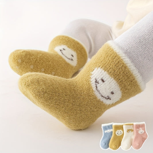 4 Pairs Baby Animal Graphic Non-Slip Floor Socks