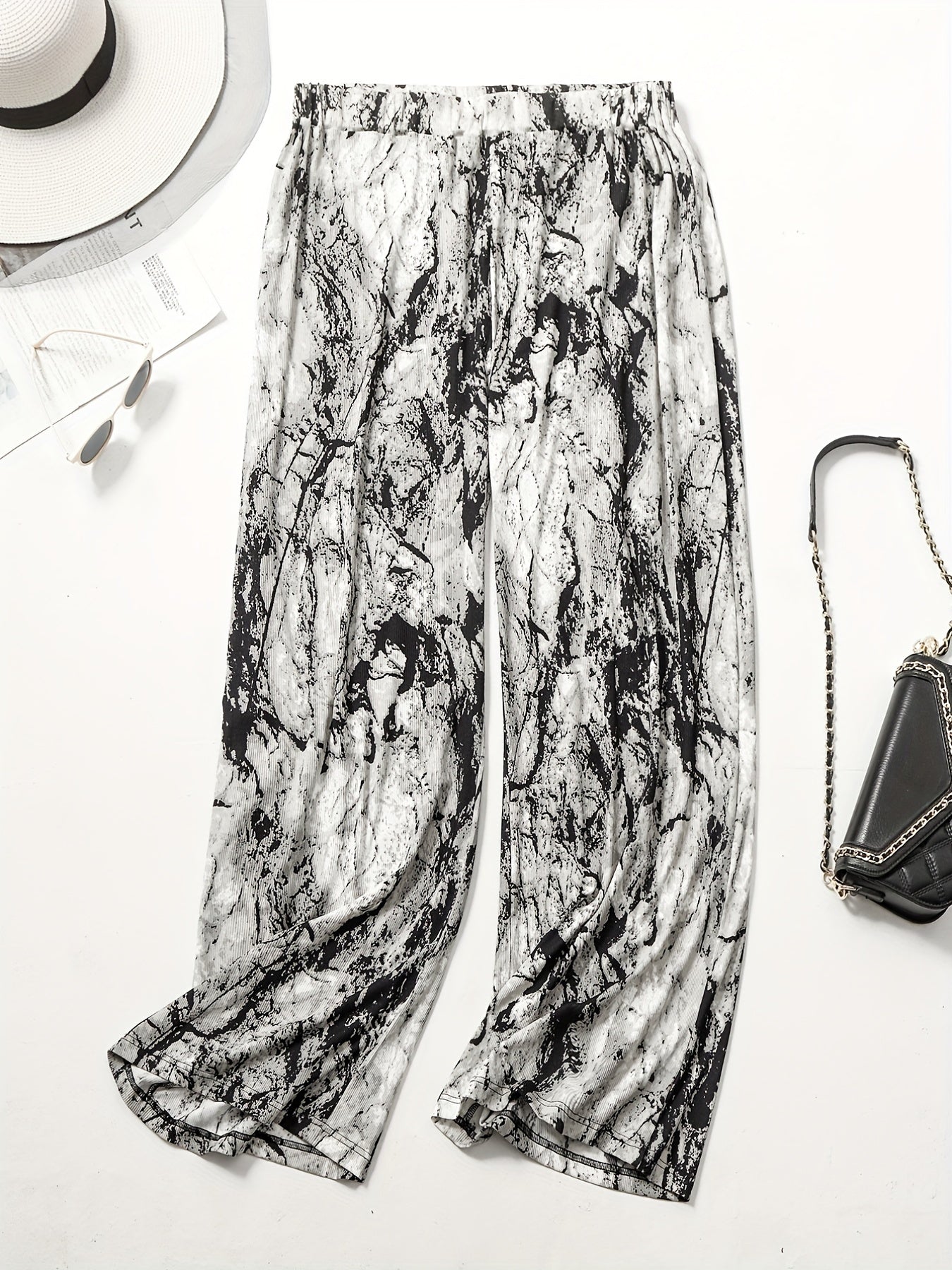  Tie Dye Ribbed Wide Leg Trousers
