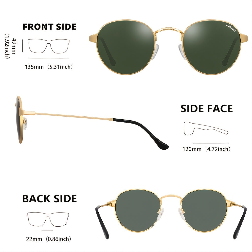 MAXJULI Retro Round Sunglasses UV Protection Glasses Non Slip Handle