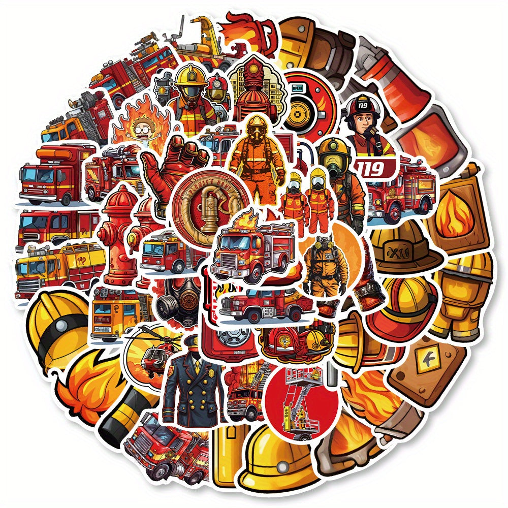 61pcs Firefighter Hero Stickers Fire Prevention Week Fire Safety Themed