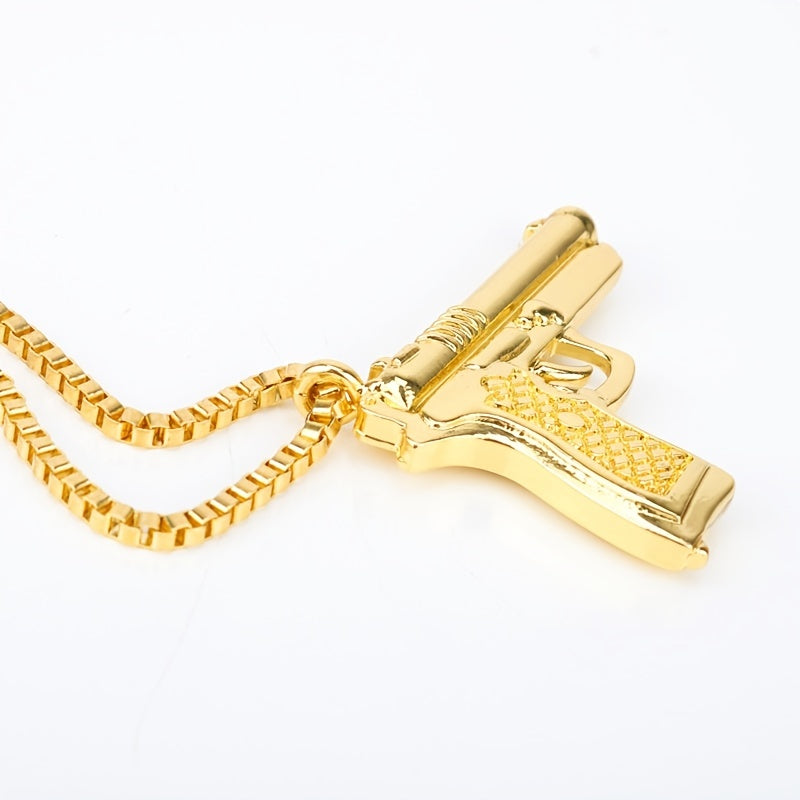 Hip Hop Pistol Gun Charm Pendant Necklace for Men