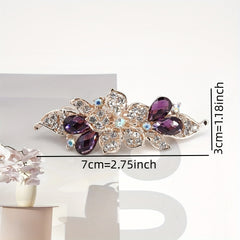 Rhinestone Flower Hair Clip French Barrette Non Slip Hair Accessory