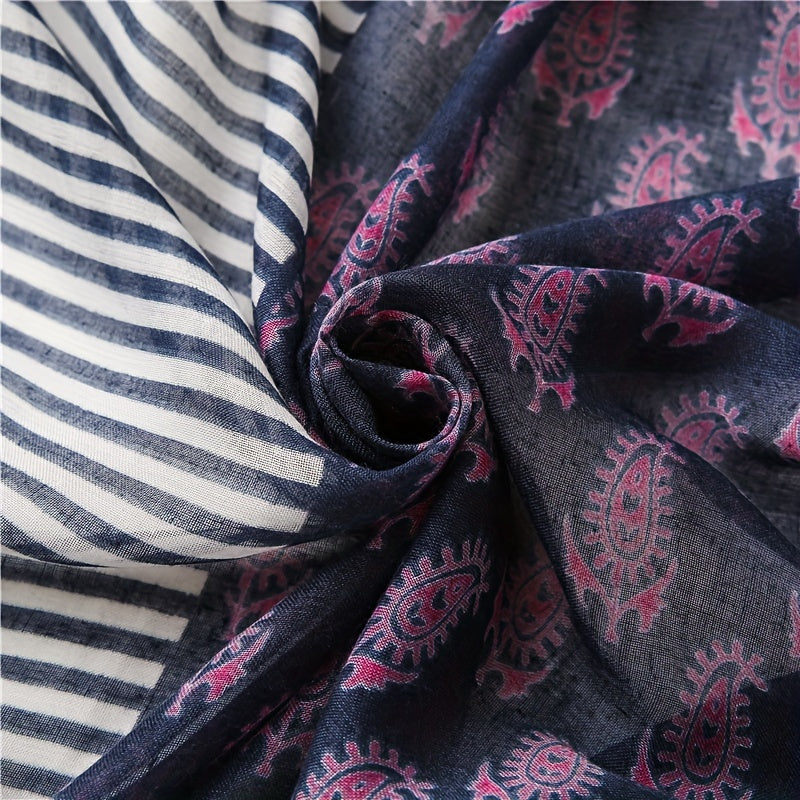 Colorful Paisley Printed Scarf Fringed Shawl Wrap Sunscreen Gauze Scarf