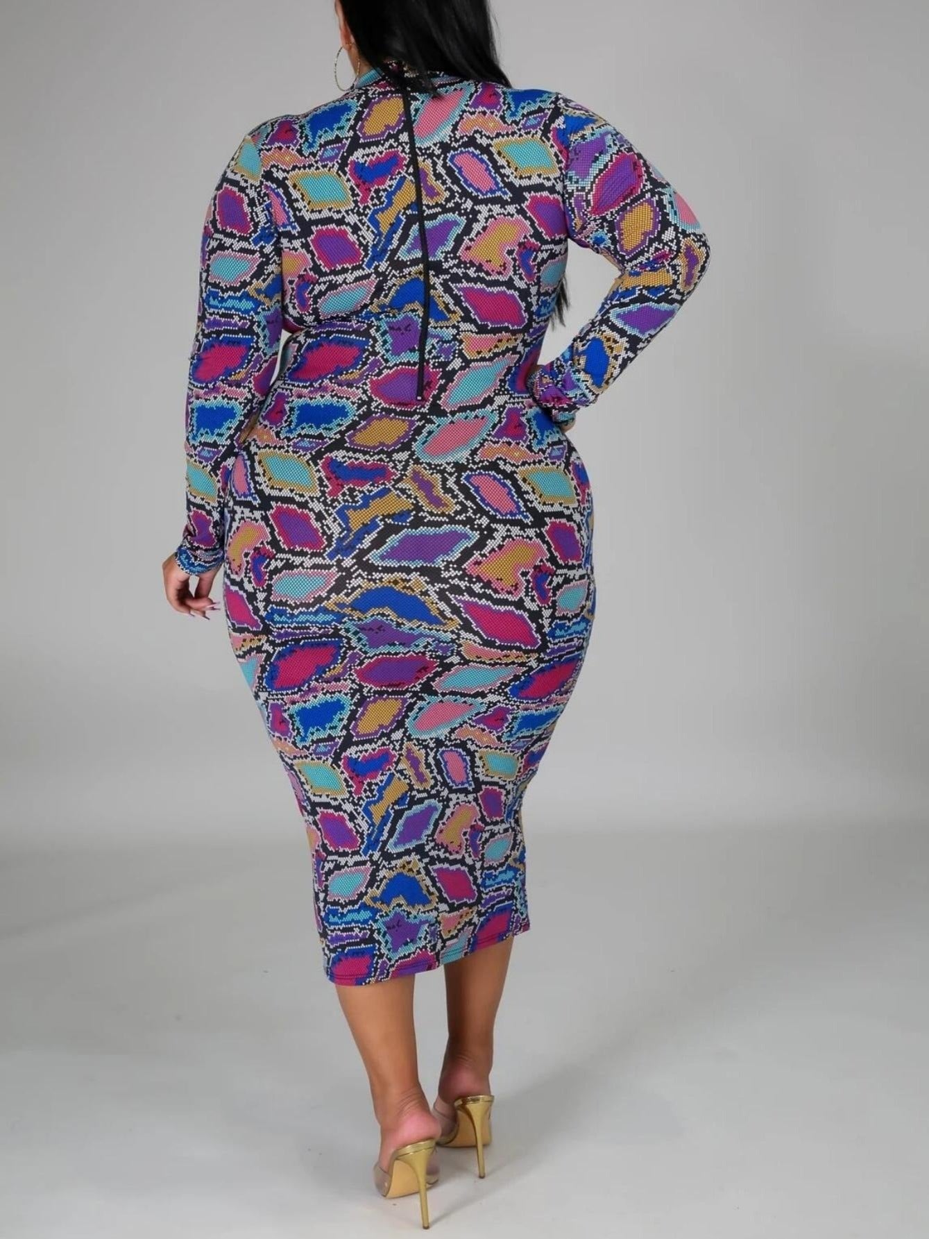 Women's Plus Size Printed Turtleneck Bodycon Dress