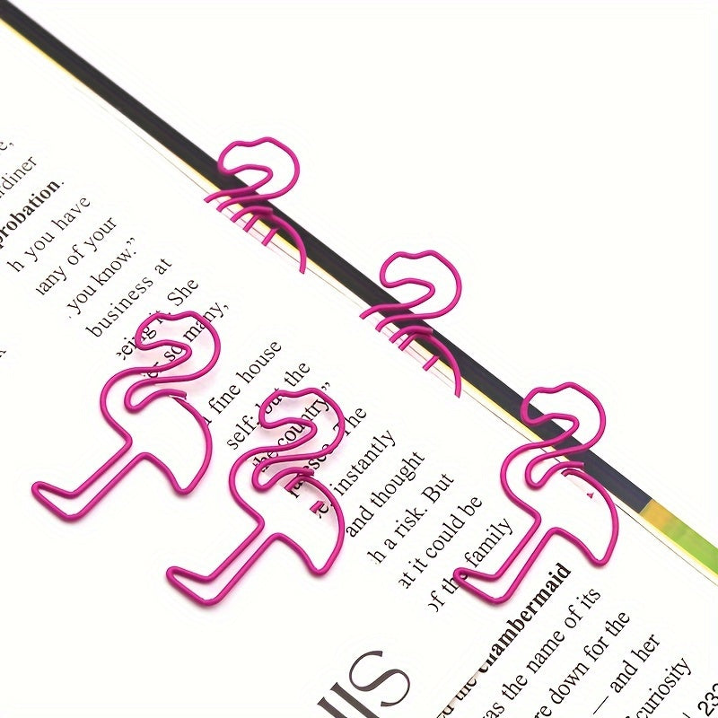 100pcs Flamingo Paper Clips Animal Clips Office Data Storage Bookmarks