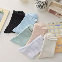 6 Pairs Solid Mid-Tube Curling Socks for Women