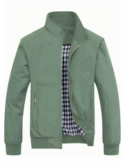Men's Casual Stand Collar Zipper Pockets Jacket Coat Spring Fall