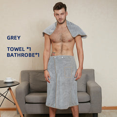 2pcs Men's Microfiber Bath Skirt & Hand Towel Set