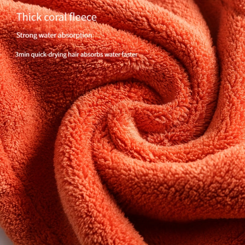 Embroidered Hair Drying Cap Coral Fleece Towel