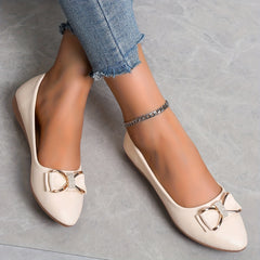 Women's Bow Ballet Flats Pointed Toe Soft Sole Slip On Shoes