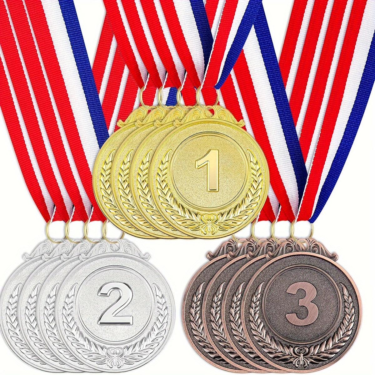 12pcs Olympic Style Award Medals with Neck Ribbon