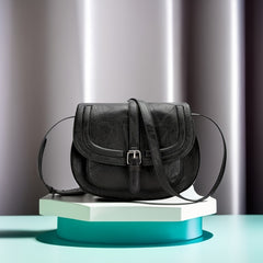 Vintage Flap Saddle Crossbody Bag Retro PU Leather Shoulder Bag