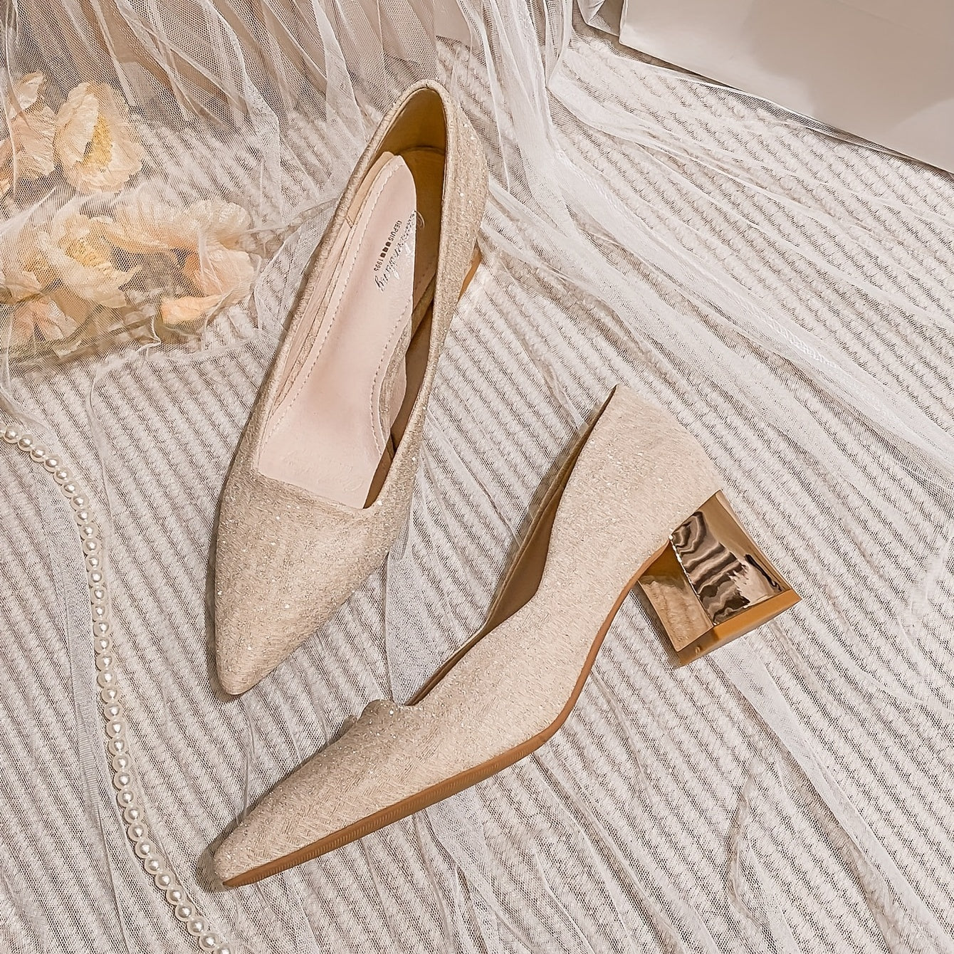 Women's Pointed Toe High Heels Slip On Square Block Heels