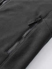 Men's Solid Fleece Jacket Zip Up Long Sleeve Top