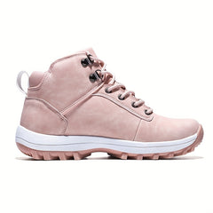 Waterproof Lace Up Snow Boots Plush Inner Thermal Faux Leather Work Shoes