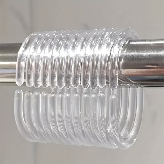 12pcs Transparent Bath Rings for Shower Curtain Rod Hanging