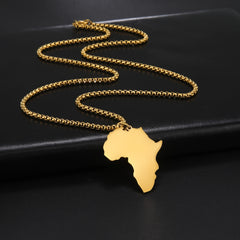 Cooltime 304 SS Africa Map Necklace 18K Plated Box Chain Accessory