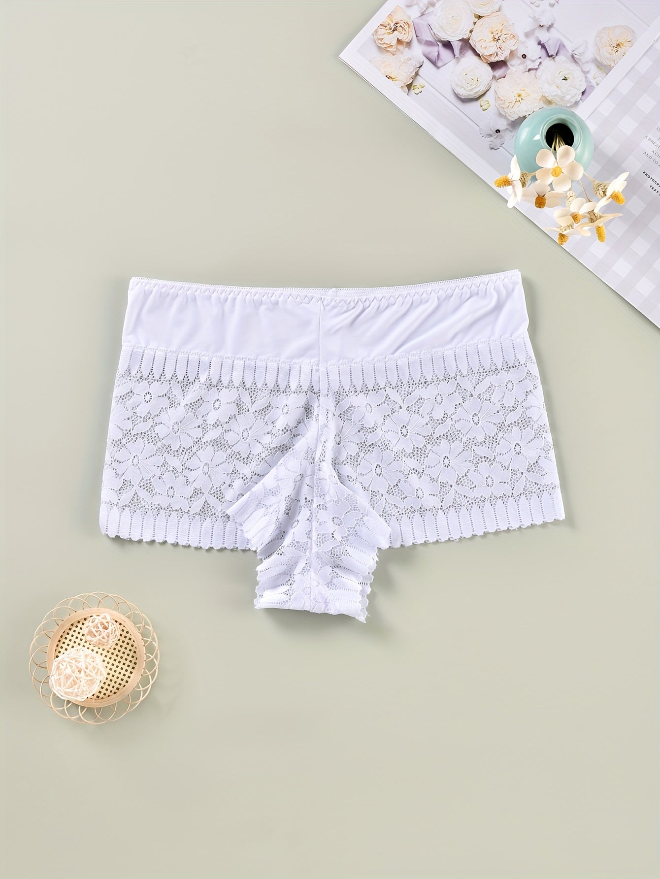 3 Pack Plus Size Panties Set Women's Plus Floral Lace Wide Waistband