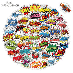 50Pcs Explosive Text Graffiti Stickers Set Laptop Helmet Skateboard DIY