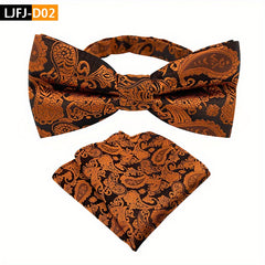 Paisley Bow Tie and Pocket Square Set for Groom Wedding