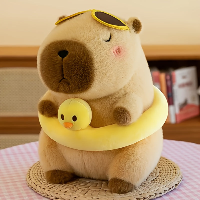 Capybara Plush Toy with Swim Ring & Glasses - Summer Fun Gift