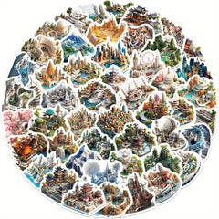 50pcs 3D Small World Graffiti Stickers Waterproof DIY Art Decoration
