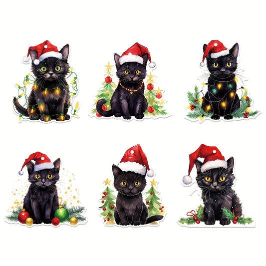 6pcs Cat Hanging Sign Christmas Party Decorations