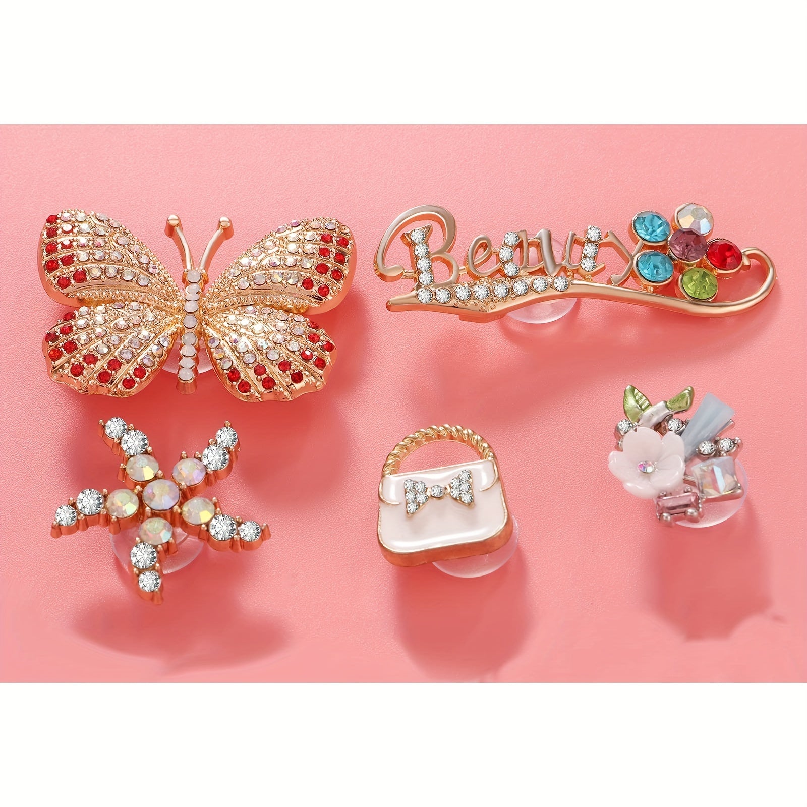 23PCS Rhinestone Flower Butterfly Shoe Charms For Clogs Sandals DIY Accessories