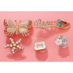 23PCS Rhinestone Flower Butterfly Shoe Charms For Clogs Sandals DIY Accessories