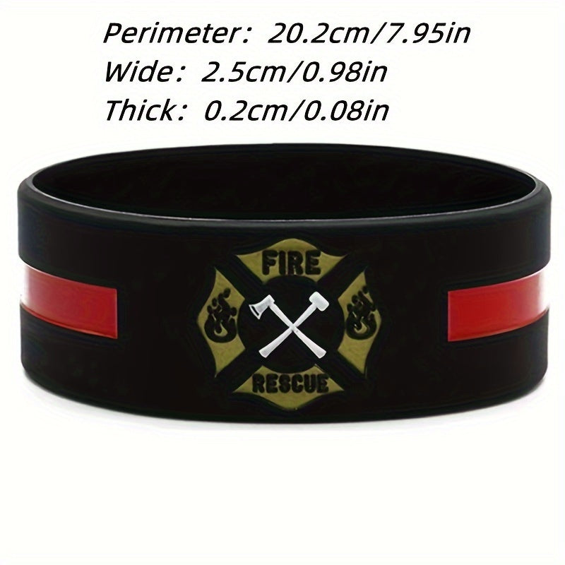 Firefighters Fireman Fire Guard Rubber Bracelet Stretchy Silicone Wristband