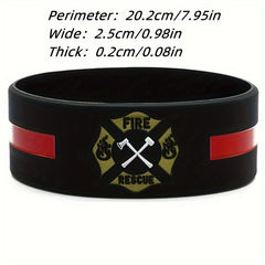 Firefighters Fireman Fire Guard Rubber Bracelet Stretchy Silicone Wristband