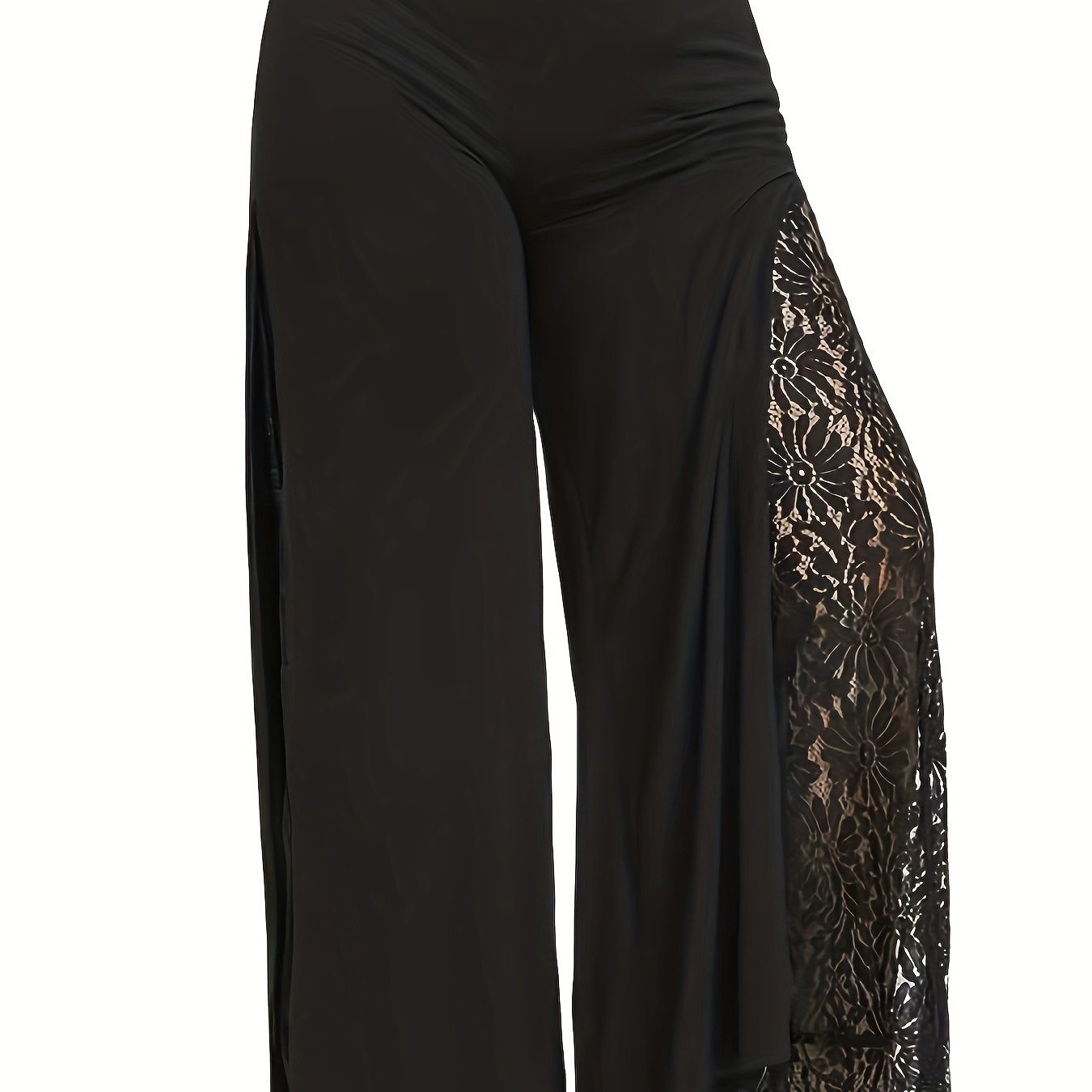  Lace Elastic High Rise Wide Leg Trousers