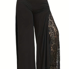  Lace Elastic High Rise Wide Leg Trousers