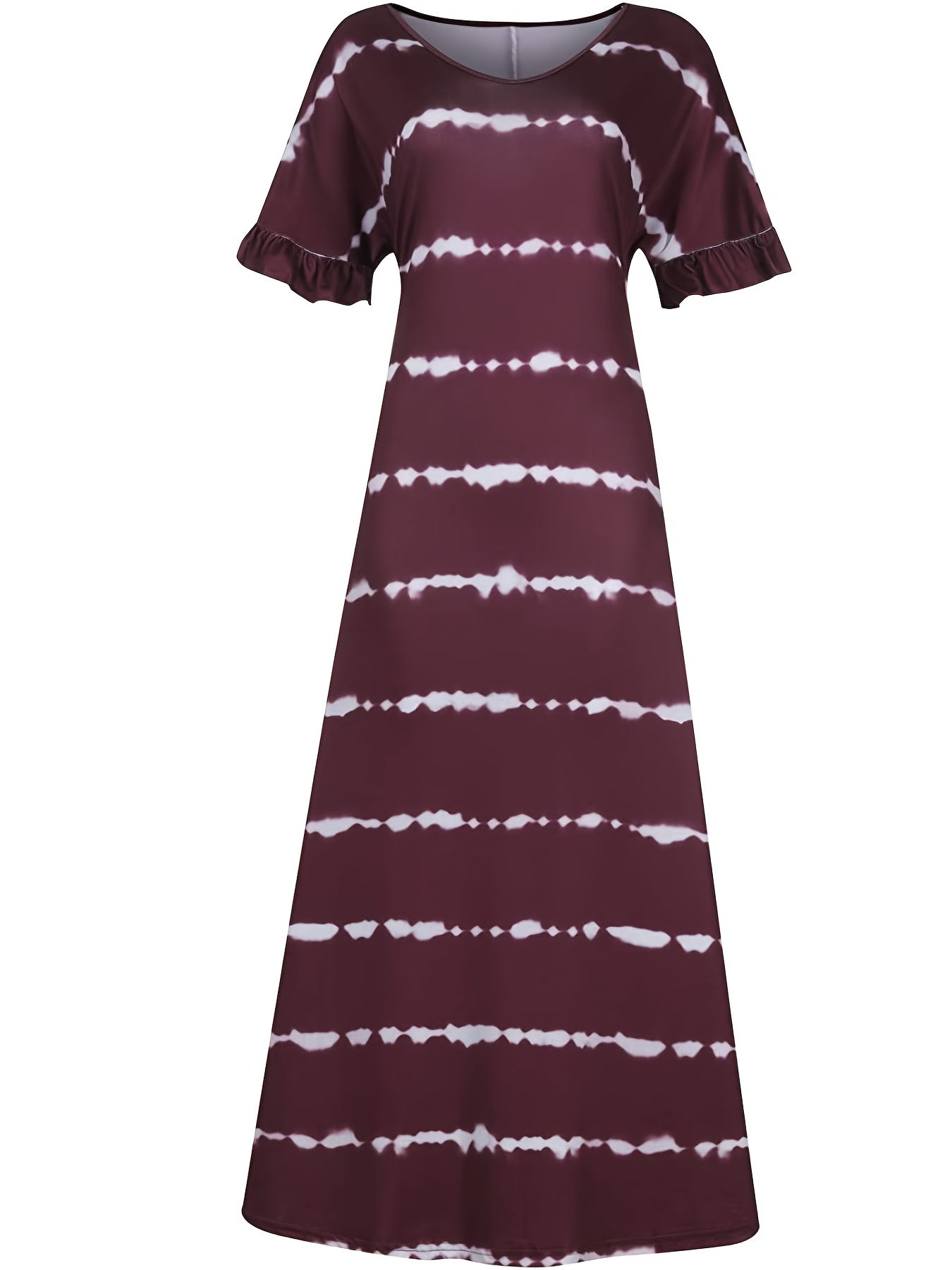 Plus Strip V Neck Maxi Dress With Pockets