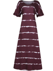 Plus Strip V Neck Maxi Dress With Pockets