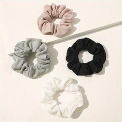 4pcs Ribbed Scrunchies Hair Rope Ponytail Holder Accessories Girls
