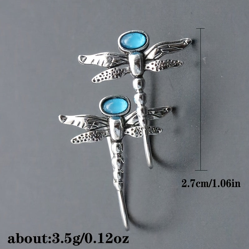 Vintage Dragonfly Moonstone Earrings