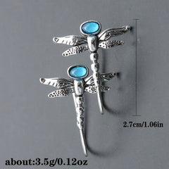 Vintage Dragonfly Moonstone Earrings