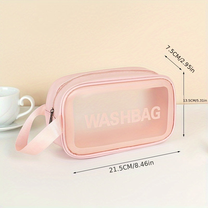 Translucent PVC Cosmetic Bag with Hanging Handles