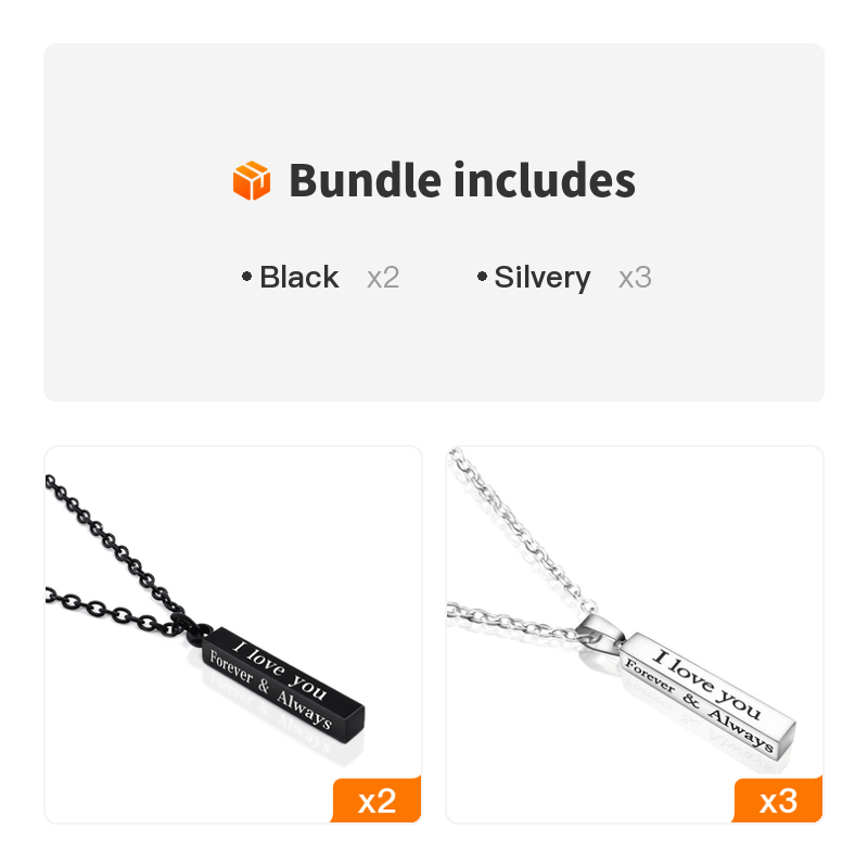 Men's Lover Lettering Necklace Stainless Steel Bar