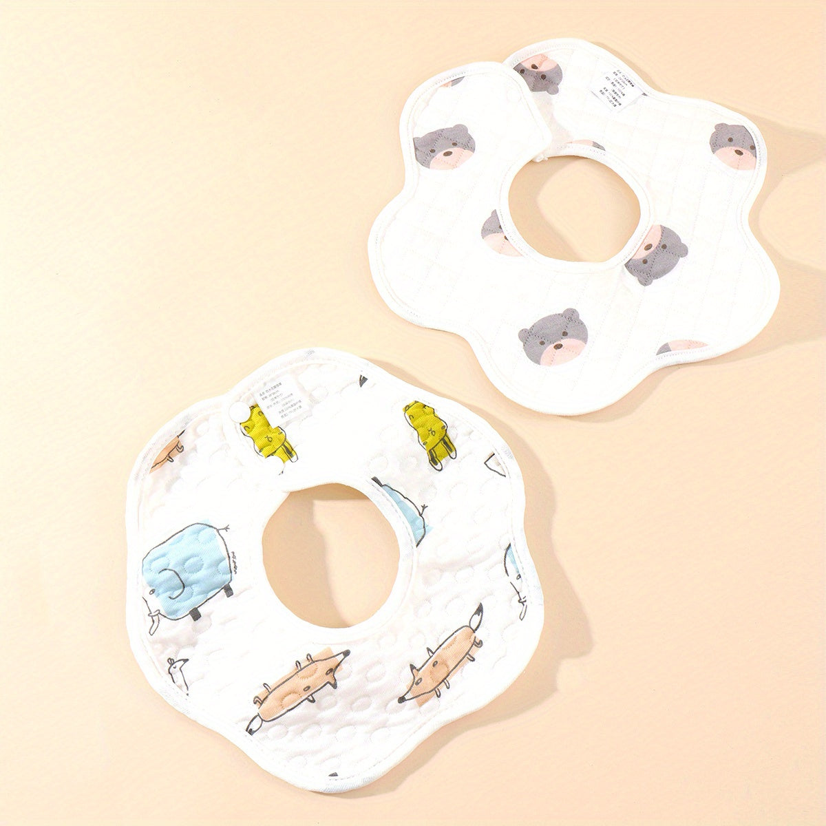 2pcs Baby Bibs 360 Rotating Flower Shape Feeding Bandan