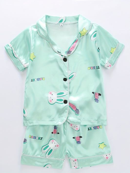 Girls Easter Bunny Graphic Pajamas Set