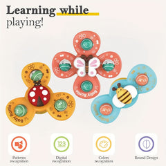 3pcs + 1pc Suction Cup Spin Toys for 1 Year Old Boys & Girls