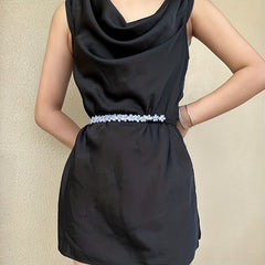 Thin Flower Decor Belt Elastic Waistband Classic Dress Girdle