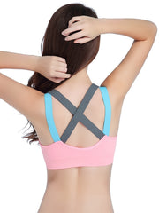 Colorblock Strap Seamless Crop Top Sports Bra